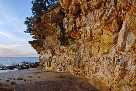 late light on weeping cliff face, East Point