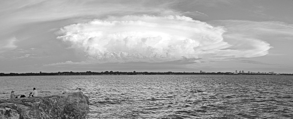 fishers and storm, pano BW